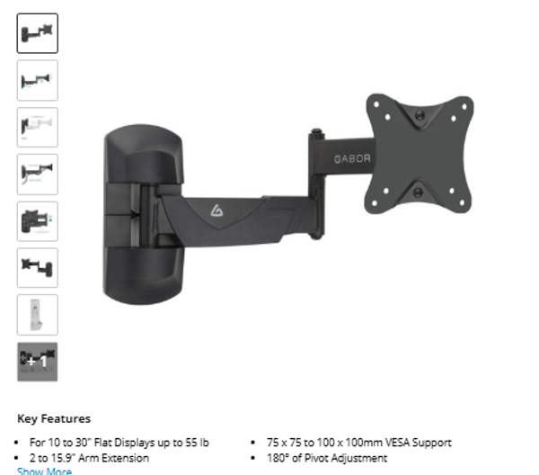 Gabor FSM-N Full-Swing Nano Wall Mount for 10 to 30" Flat-Panel Displays