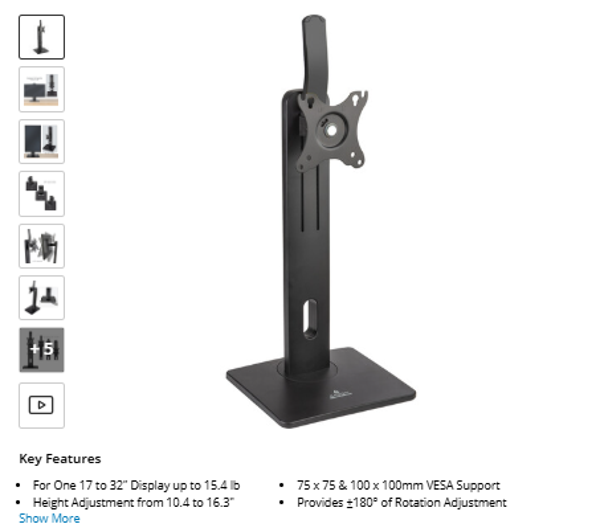 Gabor Mainmast DMS-200 Desktop Monitor Stand for 17 to 32" Displays