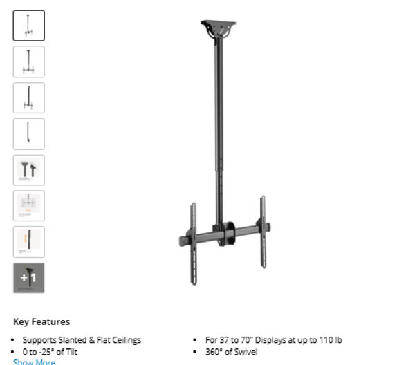 Helder TVCM-10 Helder TV Ceiling Mount for 37 to 70" Displays
