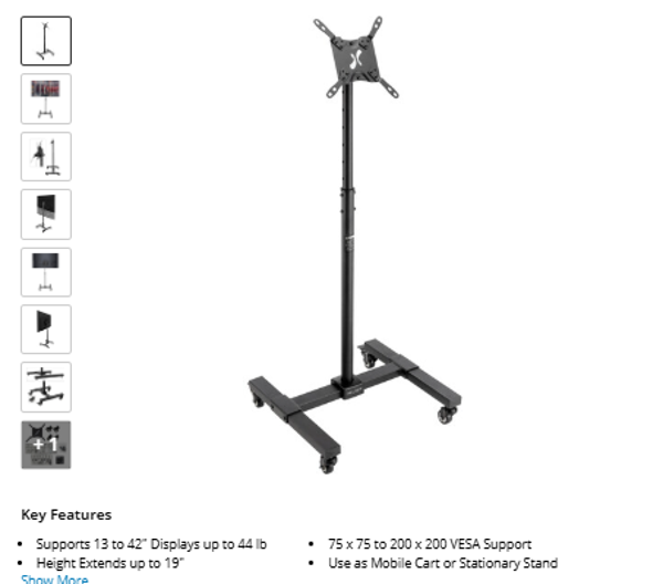 Helder Flat Panel Cart and Stand for 13 to 42" Displays