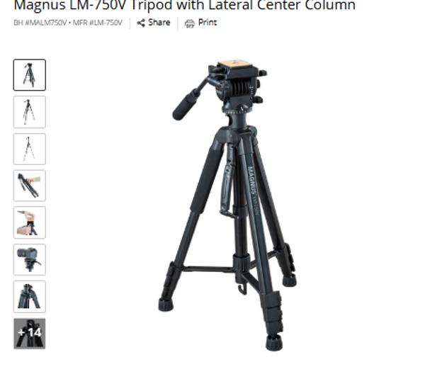 Magnus LM-750V Magnus LM-750V Tripod with Lateral Center Column