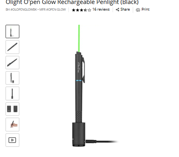 Glow Qlight O'pen Glow Rechargeable Penlight (Black)