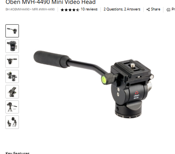 Tripod Heads> Oben MVH-4490 Oben MVH-4490 Mini Video Head