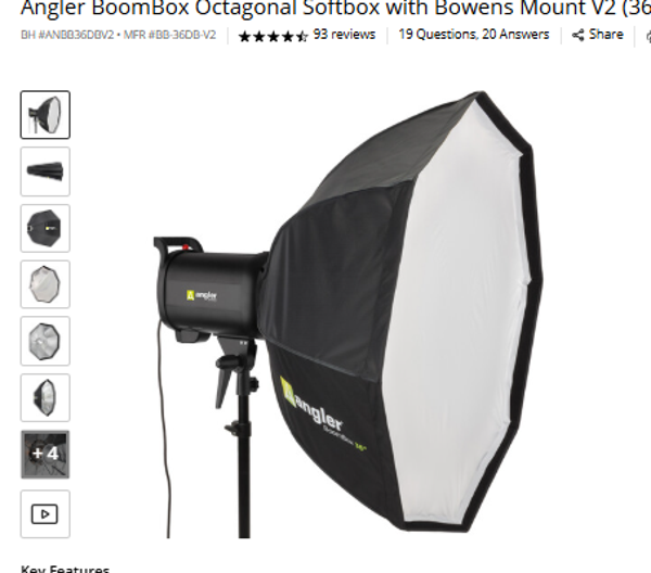 Angler BoomBox Octagonal Softbox with Bowens Mount V2 (36")