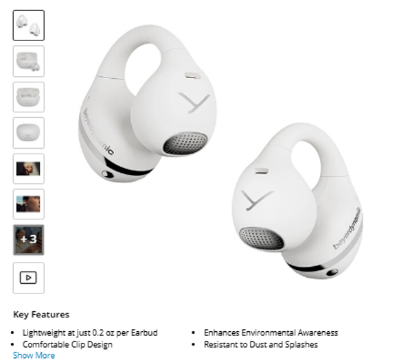Beyerdynamic Amiron Zero True Wireless Open-Ear Clip Earbuds (White)