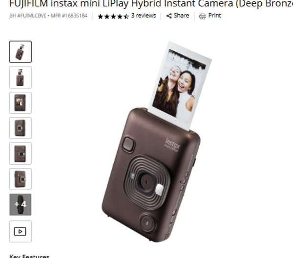 FUJIFILM instax mini LiPlay Hybrid Instant Camera (Deep Bronze)