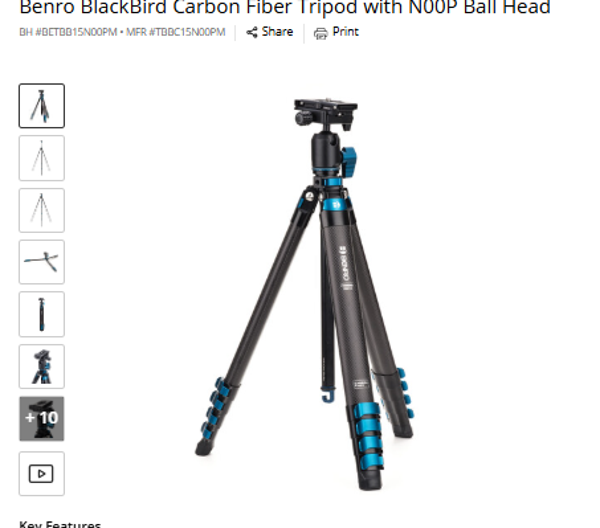 NOOPM Head Benro BlackBird Carbon Fiber Tripod with NOOP Ball Head