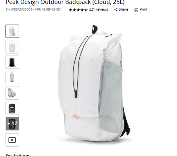Peak Design Outdoor Backpack (Cloud, 25L)