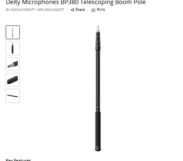 Deity Microphones BP380 Deity Microphones BP380 Telescoping Boom Pole