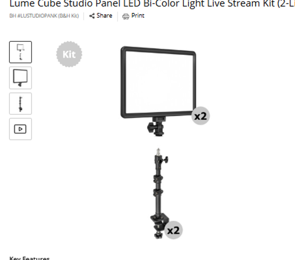 Lume Cube Studio Panel Lume Cube Studio Panel LED Bi-Color Light Live Stream Kit (2-Light Kit)