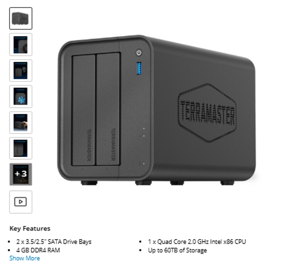 F2-425 TerraMaster F2-425 2-Bay NAS Home Network Storage