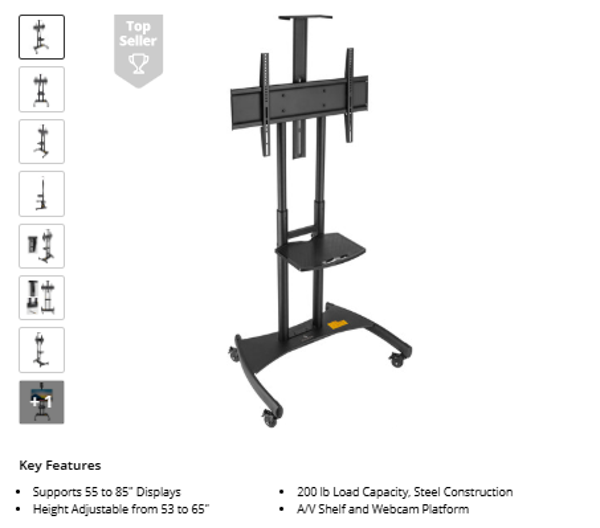 Gabor FPC-85 Flat Panel TV Cart for 55-85" Displays