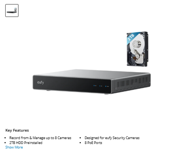 eufy Security S4 8-Channel NVR with 2TB HDD