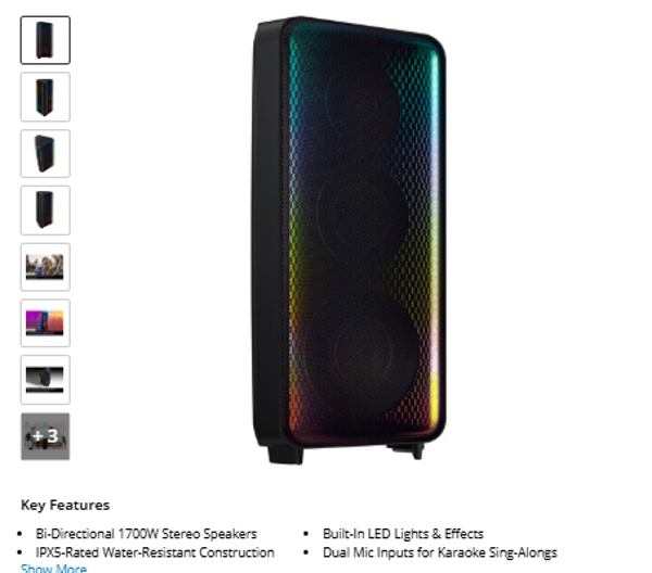 Samsung MX-ST900/ZA Samsung MX-ST90B Sound Tower 1700W Wireless Party Speaker