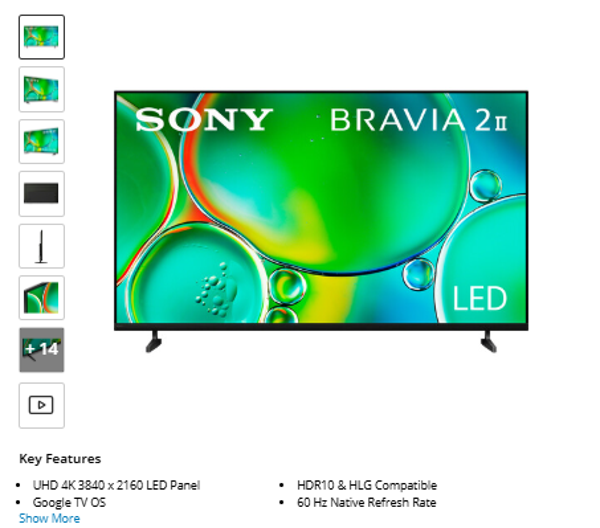 BRAVIA 2 II Sony BRAVIA 2 II 75" 4K HDR Smart LED TV