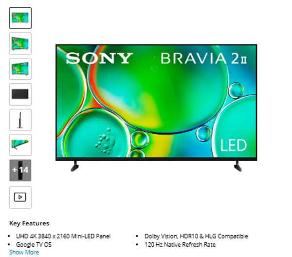 DRAVIA 5 Sony BRAVIA 5 98" 4K HDR Smart Mini-LED TV