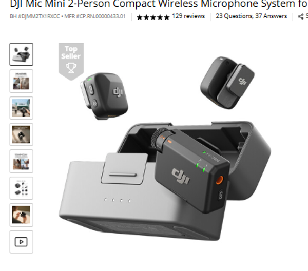 DJI Mic Mini 2-Person Compact Wireless Microphone System for Camera & Smartphone (2.4 GHz)
