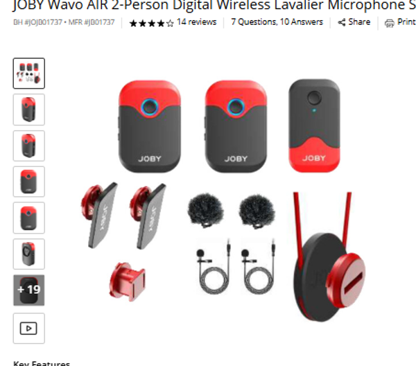 JOBY Wavo AIR 2-Person Digital Wireless Lavalier Microphone System (2.4 GHz)