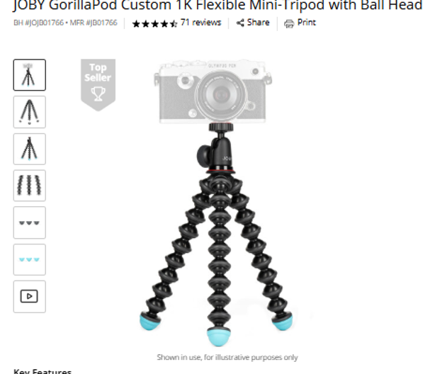 JOBY GorillaPod Custom 1K Flexible Mini-Tripod with Ball Head Kit