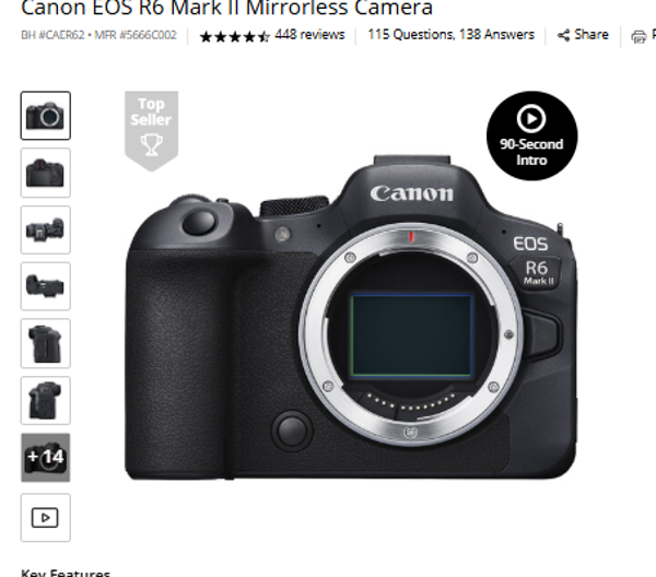 Canon EOS R6 Mark II Mirrorless Camera