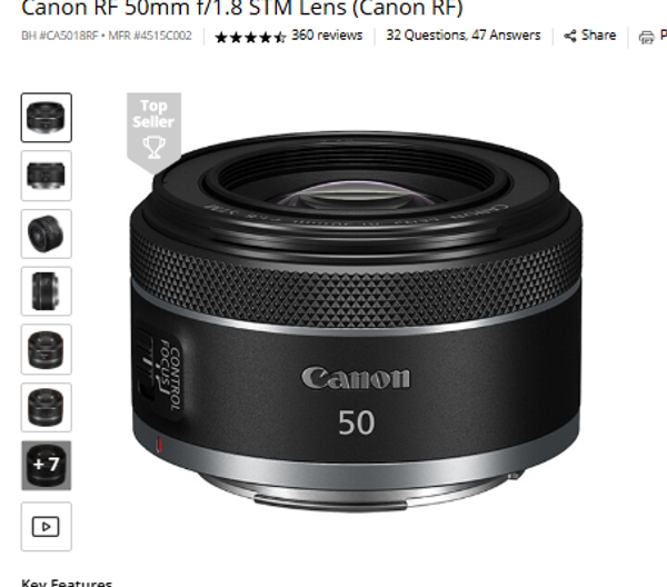 Canon RF 50mm f/1.8 STM Canon RF 50mm f/1.8 STM Lens (Canon RF)