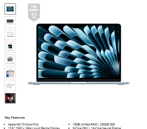 2025 Apple 13" MacBook Air (M4, Sky Blue)
