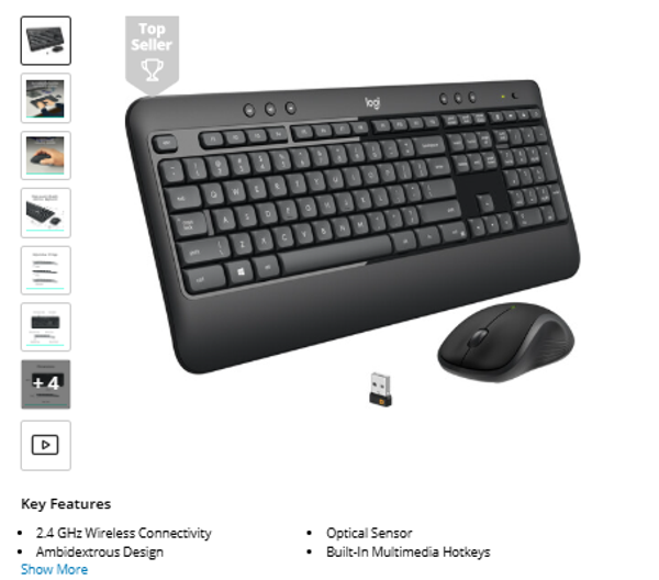 MK540 Advanced Logitech MK540 Advanced Wireless Mouse and Keyboard Bundle