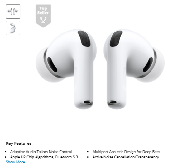 3rd Gen Apple AirPods Pro with Wireless MagSafe Charging Case (USB-C, 3rd Generation)