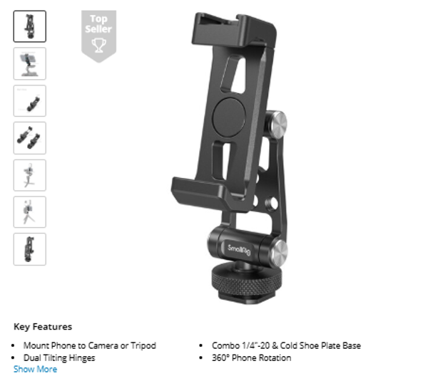 SmallRig Metal Phone Holder with Cold Shoe Mount