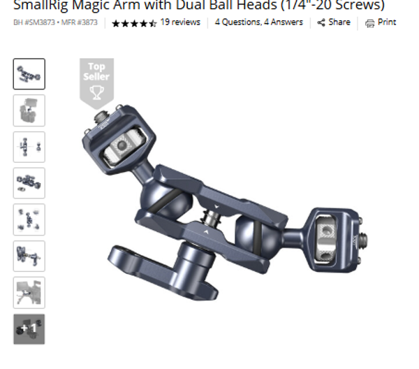 SmallRig 3873 SmallRig Magic Arm with Dual Ball Heads (1/4"-20 Screws)