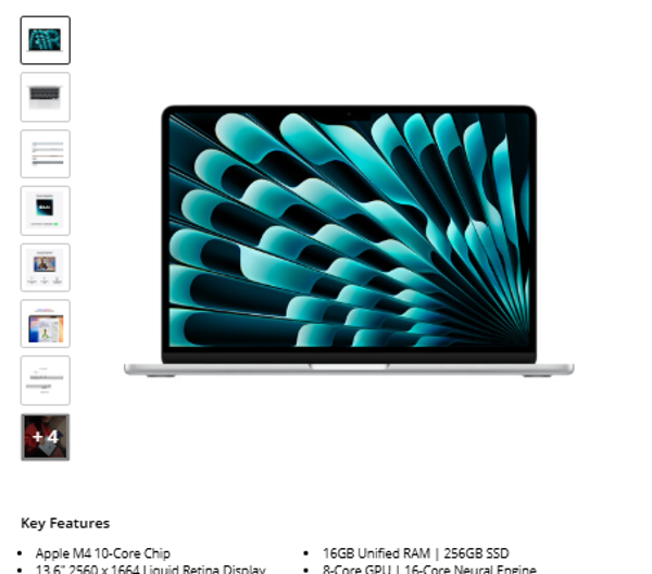 2025 Apple 13" MacBook Air (M4, Silver)