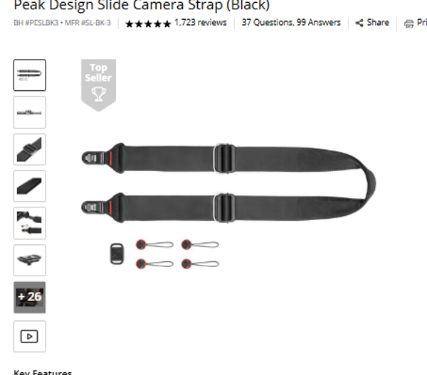Straps > Peak Design Slide Strap Peak Design Slide Camera Strap (Black)