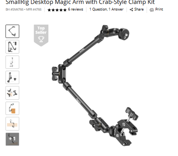 Desktop Magic Arm with Crab-Style Cl ... SmallRig Desktop Magic Arm with Crab-Style Clamp Kit