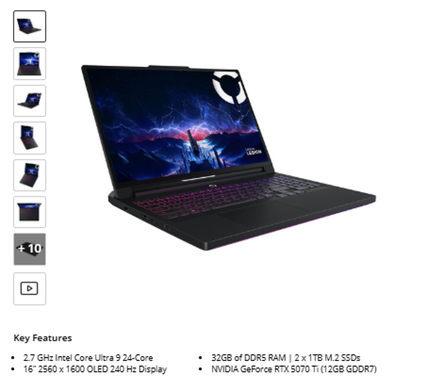 Lenovo 16" Legion Pro 7i Gaming Laptop
