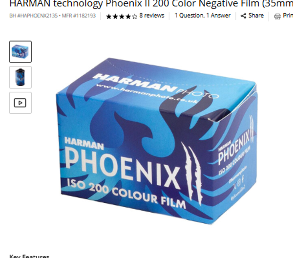 technology Phoenix II 35mm HARMAN technology Phoenix II 200 Color Negative Film (35mm Roll Film, 36 Exposures)
