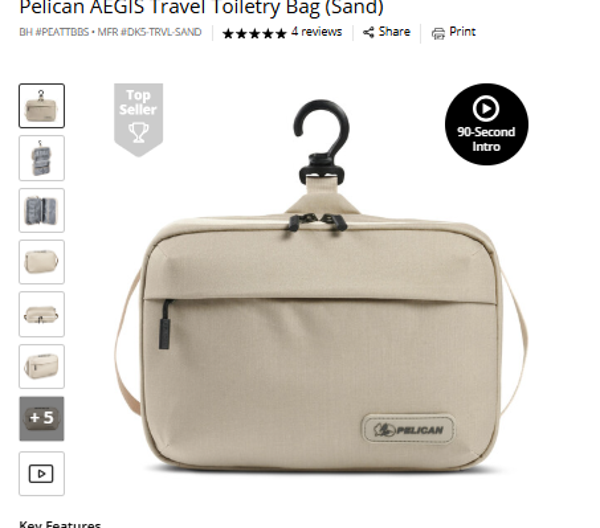Travel Toiletry Bag Pelican AEGIS Travel Toiletry Bag (Sand)
