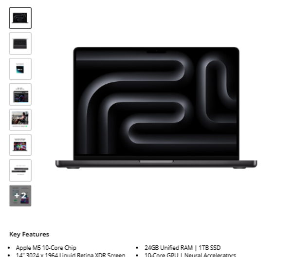 Apple 14" MacBook Pro (M5, Space Black)