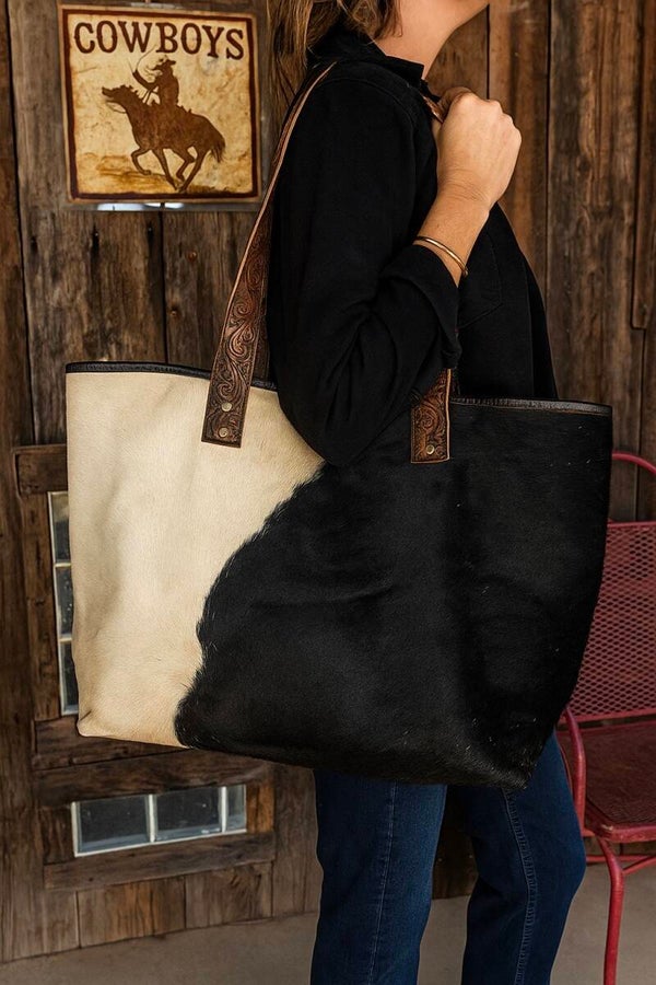 Cowhide Tote Shoulder Bag Genuine Leather