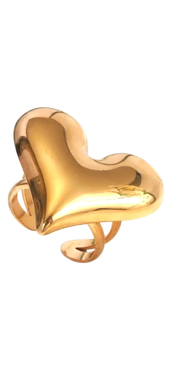 Heart Ring Adjustable 18k Gold Plated