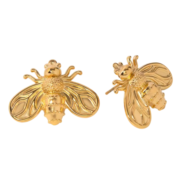Honey Bee Stud Earrings 18k Gold Plated