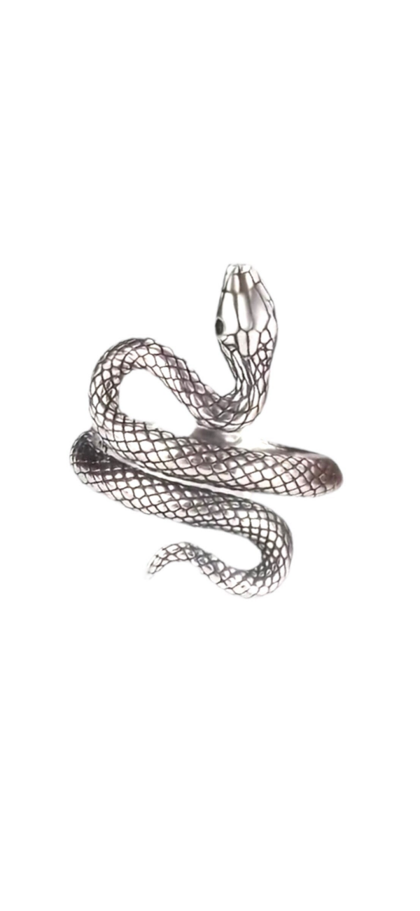 Serpent Snake Adjustable Ring Sterling Silver