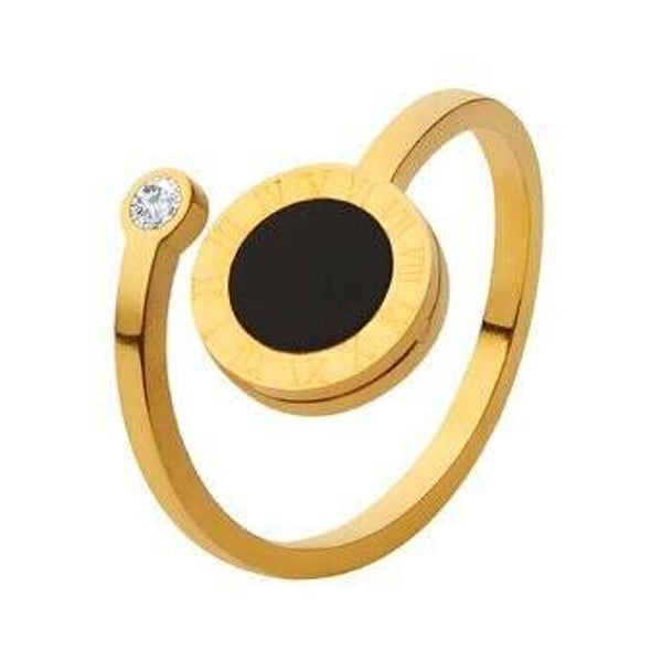 Roma Open Gap Ring 18k Gold Plated with Stone