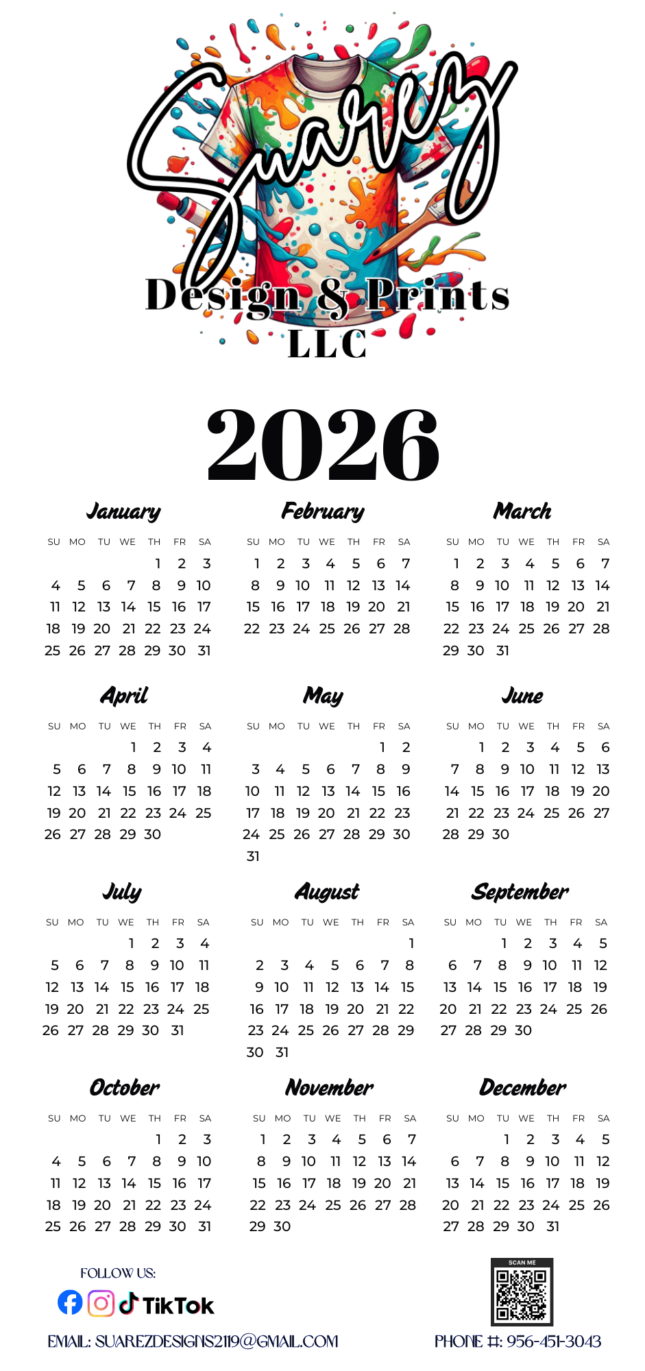 Premium 11x14 Promotional Calendars – Glossy Finish