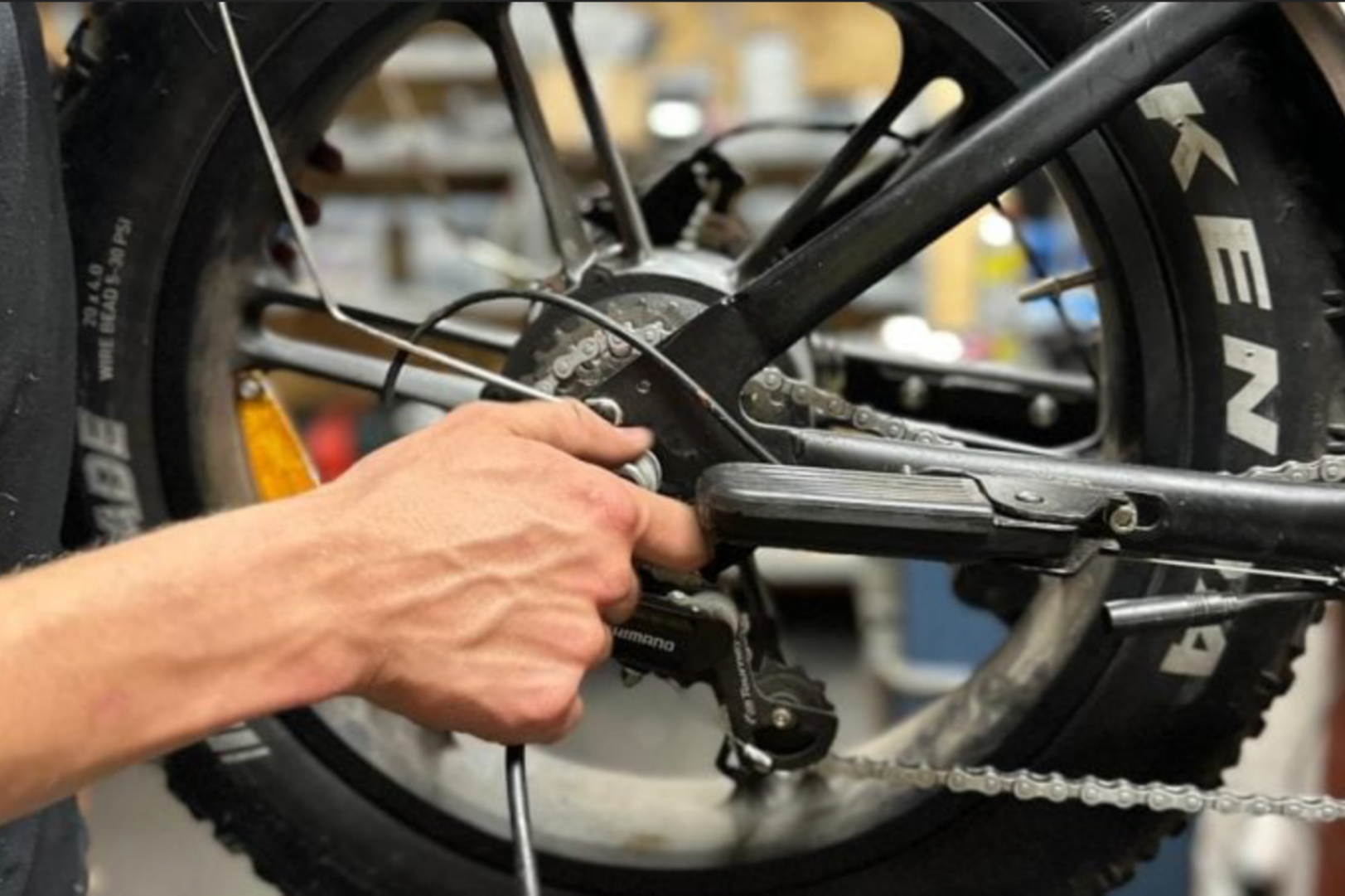 Fatbike wiel en onderdelen close-up