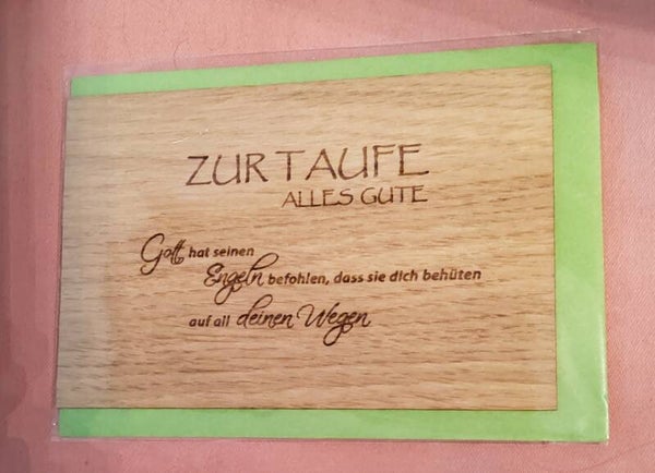 Holzgrußkarte Taufe