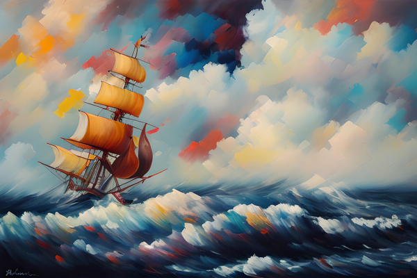 Kunstdruck: (BA 112) Oelfarben Windjammer