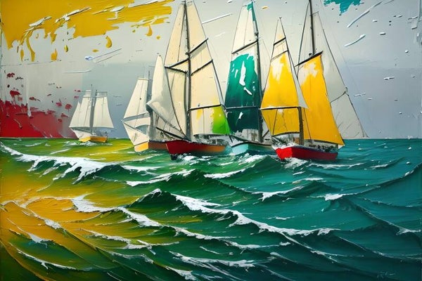 Kunstdruck: (BA 114) Regatta auf See gespachtelt