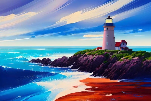 Kunstdruck: (BA 127) Leuchtturm gespachtelt