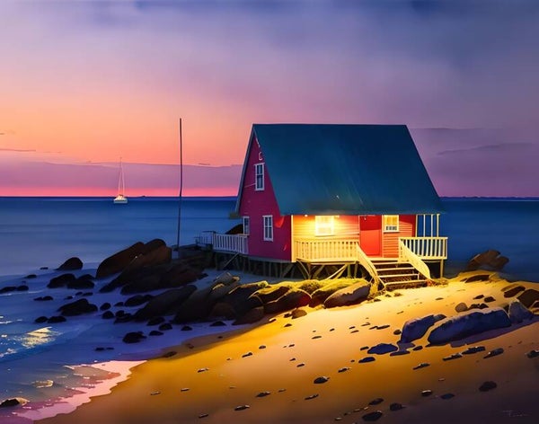 Kunstdruck: (BA 136) Fischerhaus Licht