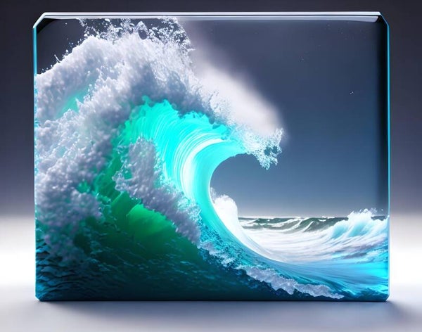 Kunstdruck: (BA 151) Welle im Acrylblock